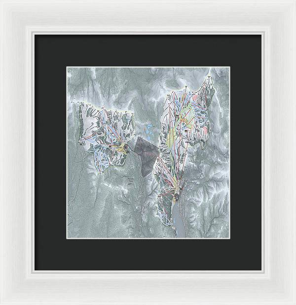 Palisades Tahoe Ski Trail Map  - Framed Print - Powderaddicts