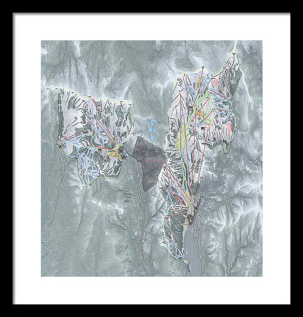 Palisades Tahoe Ski Trail Map  - Framed Print - Powderaddicts