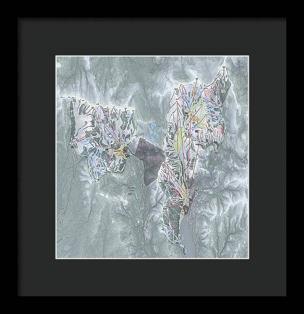 Palisades Tahoe Ski Trail Map  - Framed Print - Powderaddicts