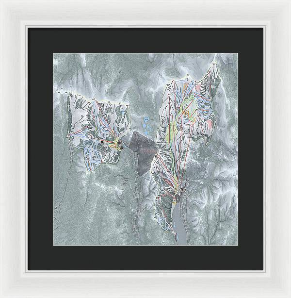 Palisades Tahoe Ski Trail Map  - Framed Print - Powderaddicts