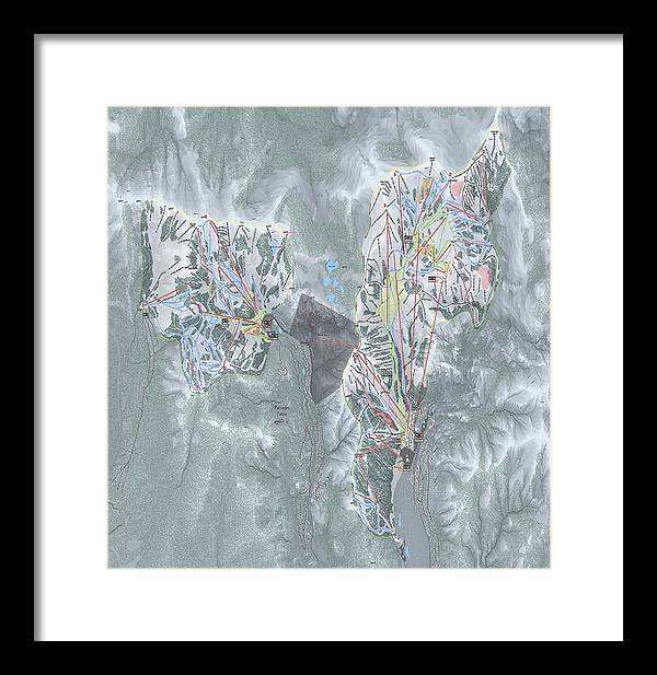 Palisades Tahoe Ski Trail Map  - Framed Print - Powderaddicts