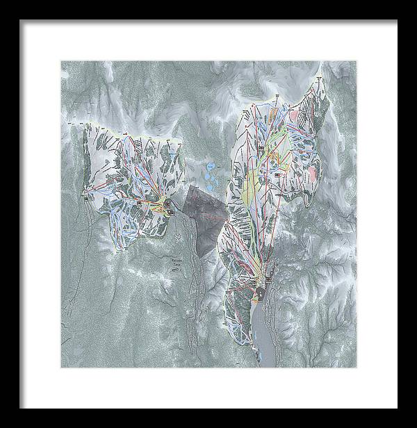 Palisades Tahoe Ski Trail Map  - Framed Print - Powderaddicts