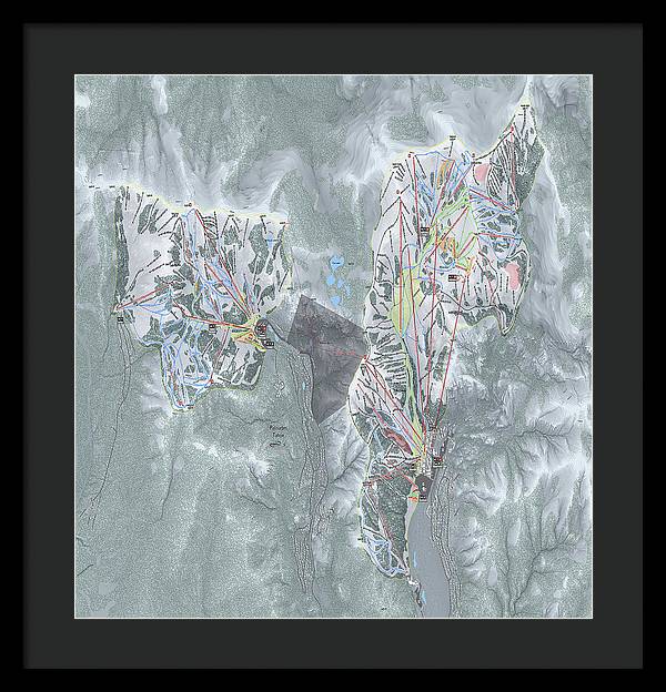 Palisades Tahoe Ski Trail Map  - Framed Print - Powderaddicts