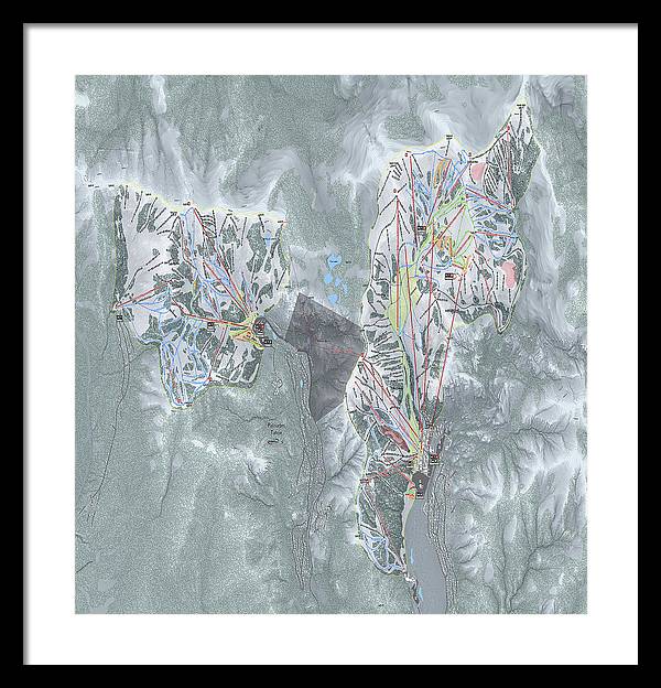 Palisades Tahoe Ski Trail Map  - Framed Print - Powderaddicts