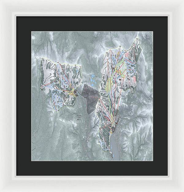 Palisades Tahoe Ski Trail Map  - Framed Print - Powderaddicts