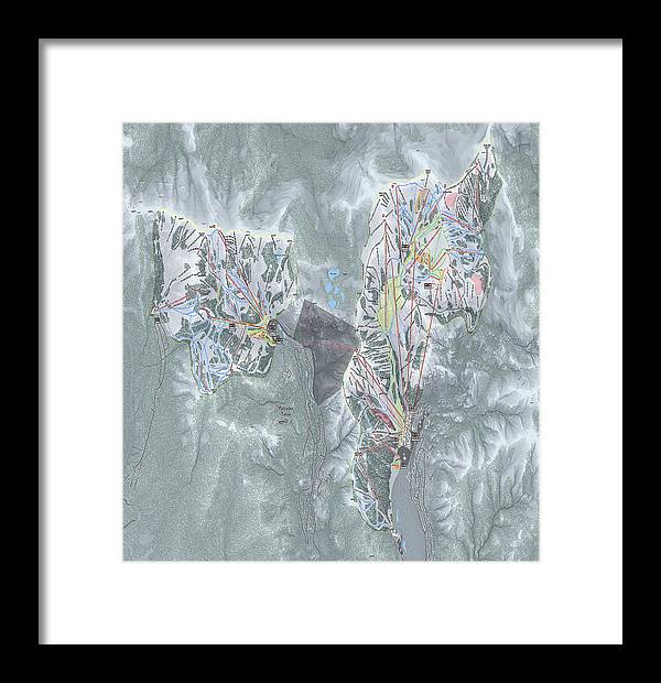 Palisades Tahoe Ski Trail Map  - Framed Print - Powderaddicts