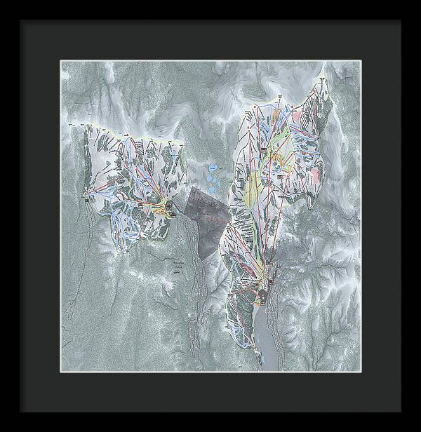 Palisades Tahoe Ski Trail Map  - Framed Print - Powderaddicts