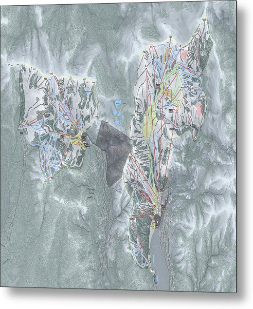 Palisades Tahoe Ski Trail Map  - Metal Print - Powderaddicts