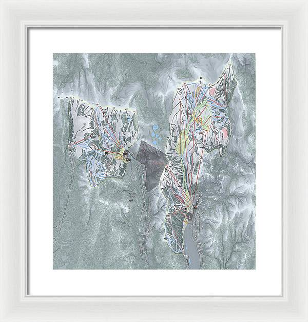 Palisades Tahoe Ski Trail Map  - Framed Print - Powderaddicts