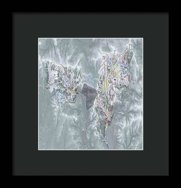 Palisades Tahoe Ski Trail Map  - Framed Print - Powderaddicts