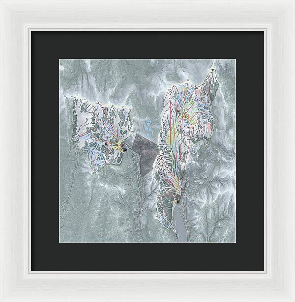 Palisades Tahoe Ski Trail Map  - Framed Print - Powderaddicts