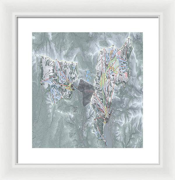 Palisades Tahoe Ski Trail Map  - Framed Print - Powderaddicts