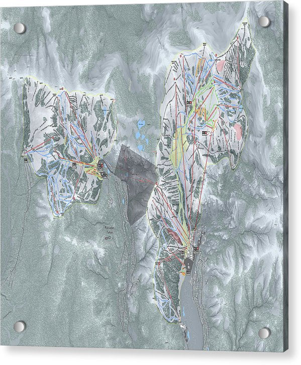 Palisades Tahoe Ski Trail Map  - Acrylic Print - Powderaddicts
