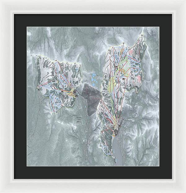 Palisades Tahoe Ski Trail Map  - Framed Print - Powderaddicts