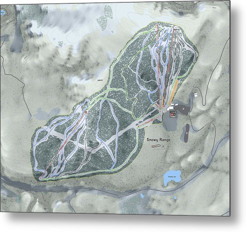 Snowy Range Ski Trail Map - Metal Print - Powderaddicts