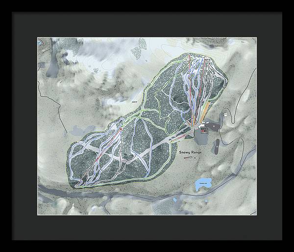 Snowy Range Ski Trail Map - Framed Print - Powderaddicts