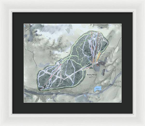 Snowy Range Ski Trail Map - Framed Print - Powderaddicts