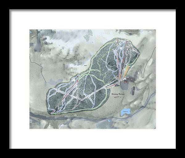 Snowy Range Ski Trail Map - Framed Print - Powderaddicts
