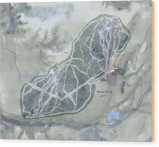 Snowy Range Ski Trail Map - Wood Print - Powderaddicts