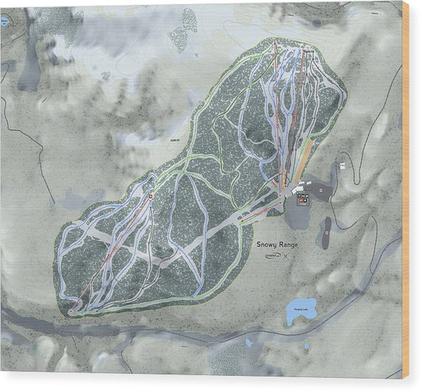 Snowy Range Ski Trail Map - Wood Print - Powderaddicts