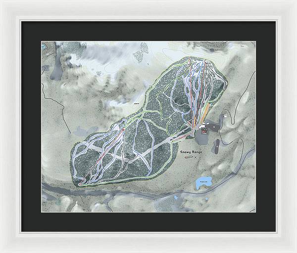 Snowy Range Ski Trail Map - Framed Print - Powderaddicts