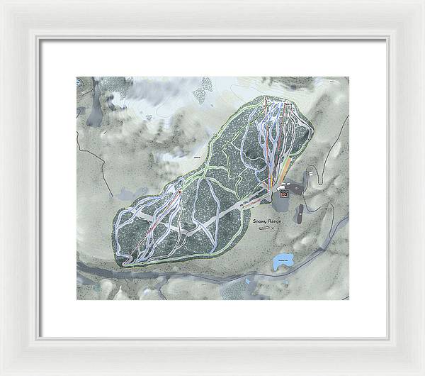 Snowy Range Ski Trail Map - Framed Print - Powderaddicts