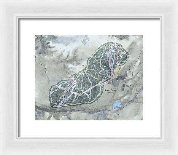 Snowy Range Ski Trail Map - Framed Print - Powderaddicts