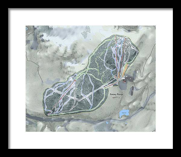 Snowy Range Ski Trail Map - Framed Print - Powderaddicts