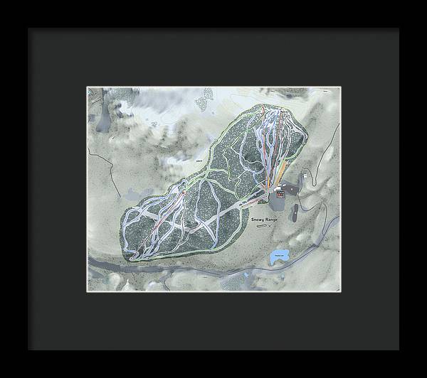 Snowy Range Ski Trail Map - Framed Print - Powderaddicts