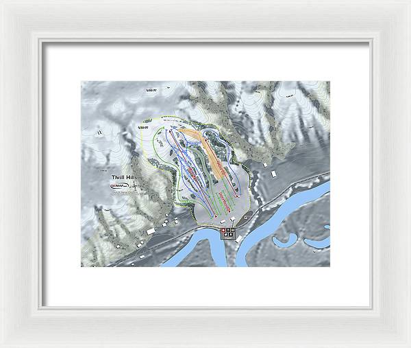 Thrill Hills Ski Trail Map - Framed Print - Powderaddicts