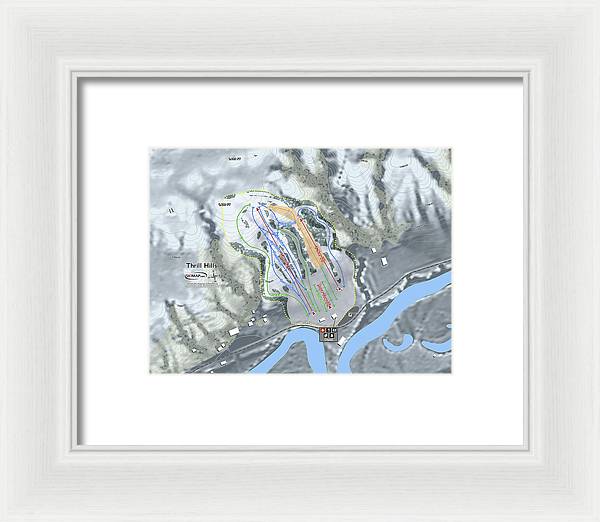 Thrill Hills Ski Trail Map - Framed Print - Powderaddicts