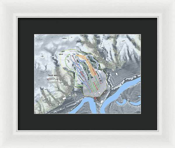 Thrill Hills Ski Trail Map - Framed Print - Powderaddicts