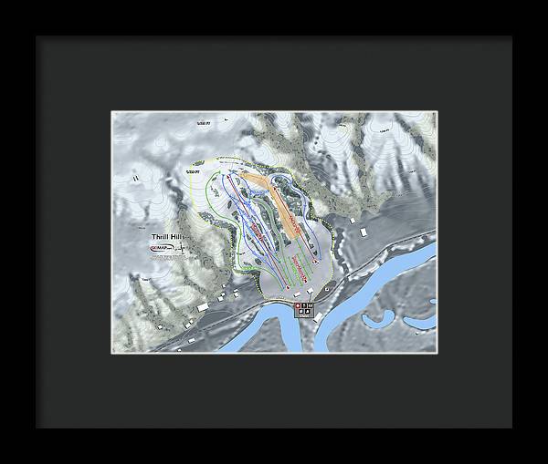 Thrill Hills Ski Trail Map - Framed Print - Powderaddicts