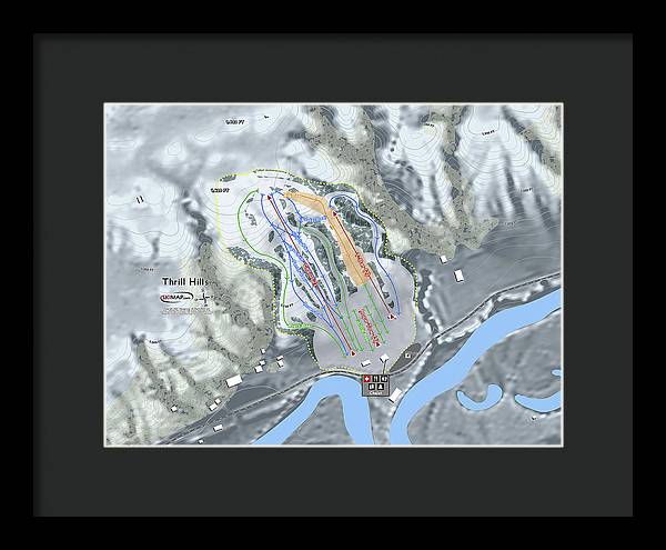 Thrill Hills Ski Trail Map - Framed Print - Powderaddicts