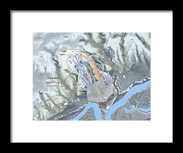 Thrill Hills Ski Trail Map - Framed Print - Powderaddicts