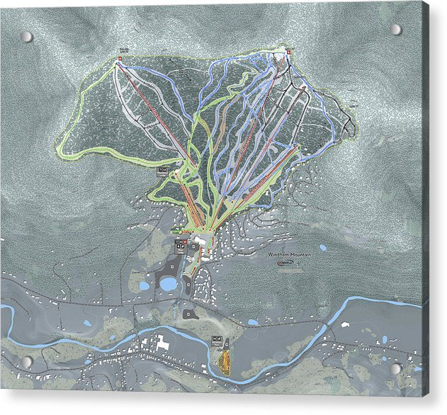 Windham Ski Trail Map - Acrylic Print - Powderaddicts