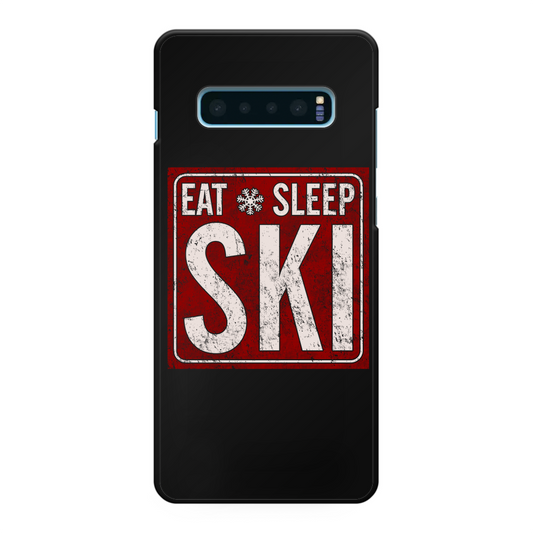 Eat Sleep Ski Back Printed Black Hard Phone Case - Powderaddicts