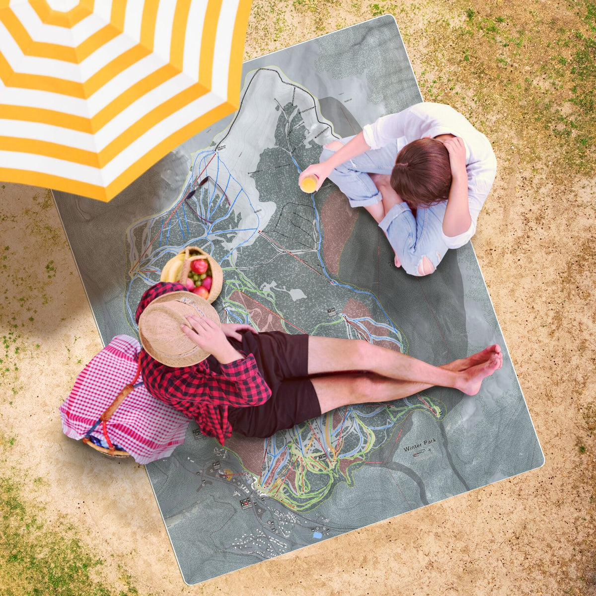 Winter Park, Colorado Ski Resort Map Printed Beach Towel - Powderaddicts