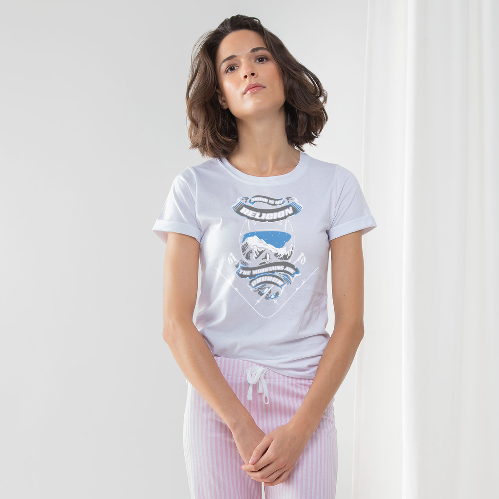 SKIING IS MY RELIGION THE MOUNTAIN IS MY CHURCH PAJAMA SET - Powderaddicts