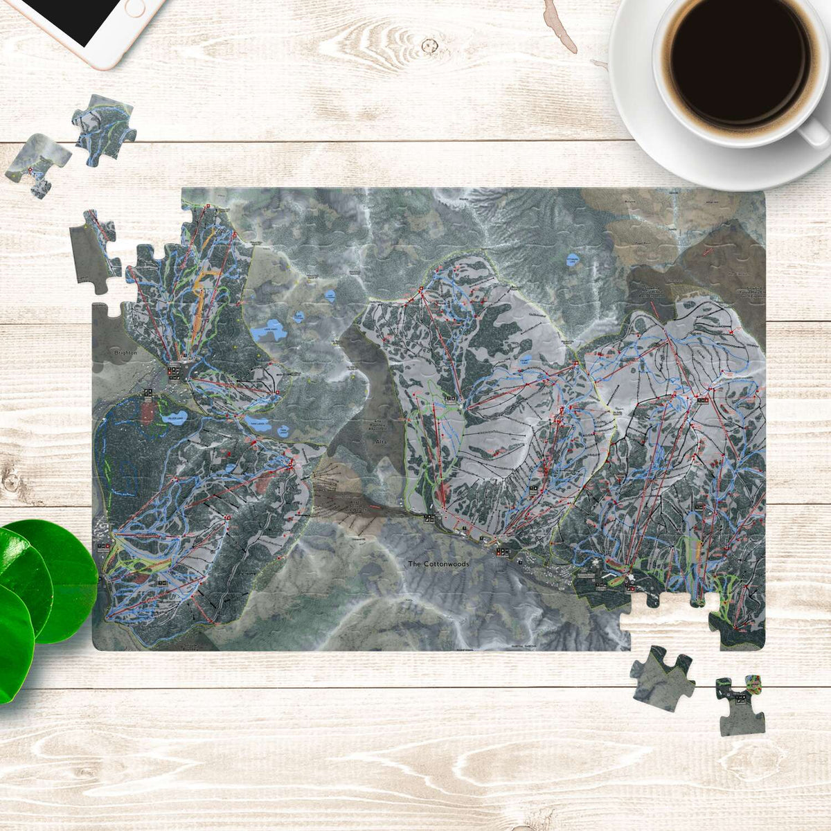 Cottonwood Canyons, Utah Ski Trail Map puzzle - Powderaddicts