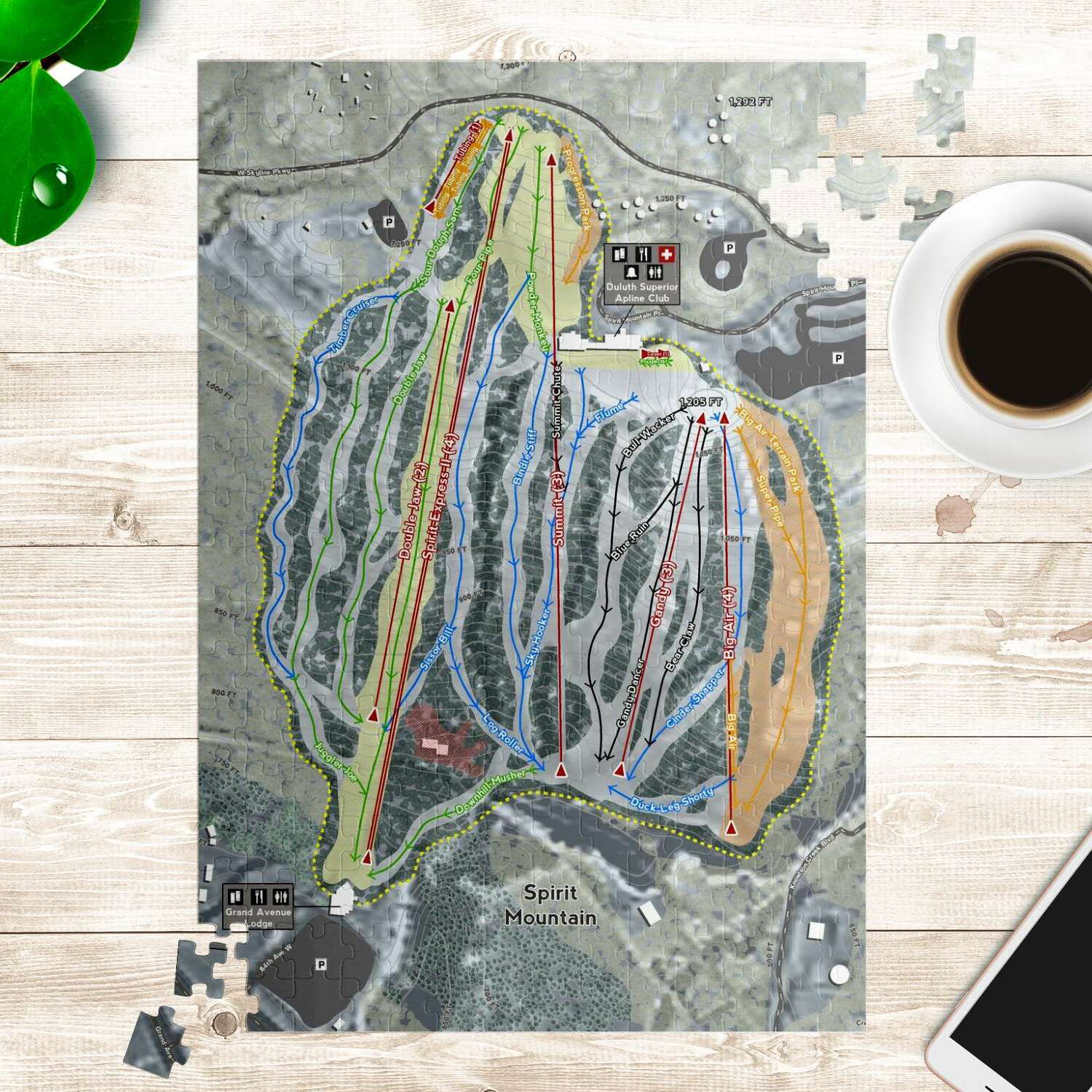 Spirit Mountain, Minnesota Ski Trail Map Puzzle - Powderaddicts