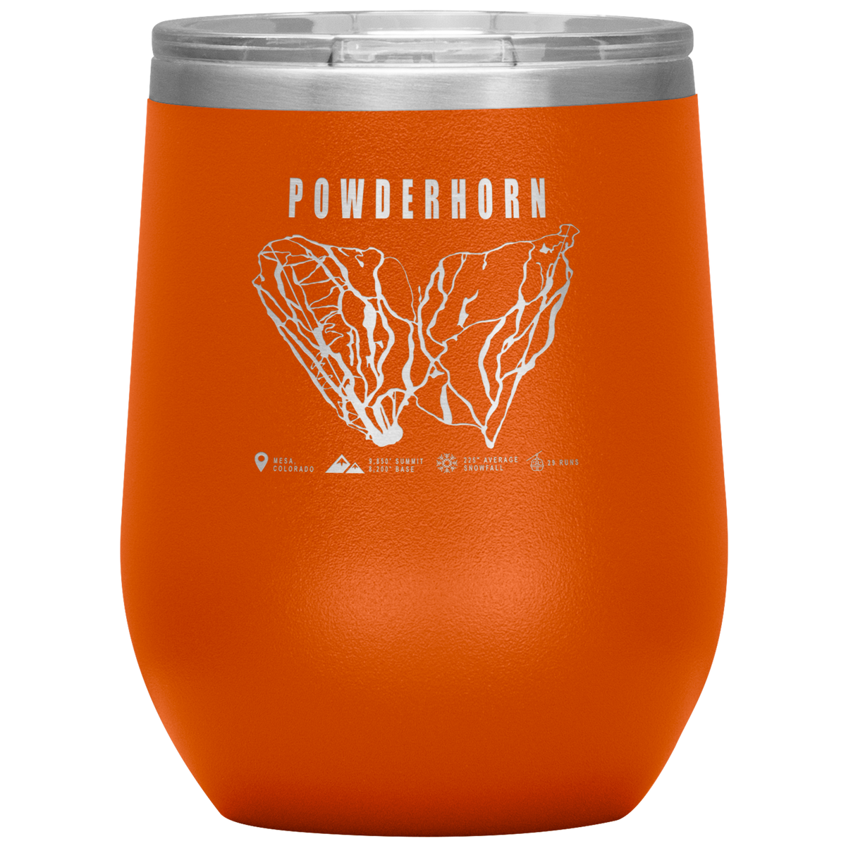 Powderhorn Colorado Ski Trail Map Wine 12oz Tumbler - Powderaddicts