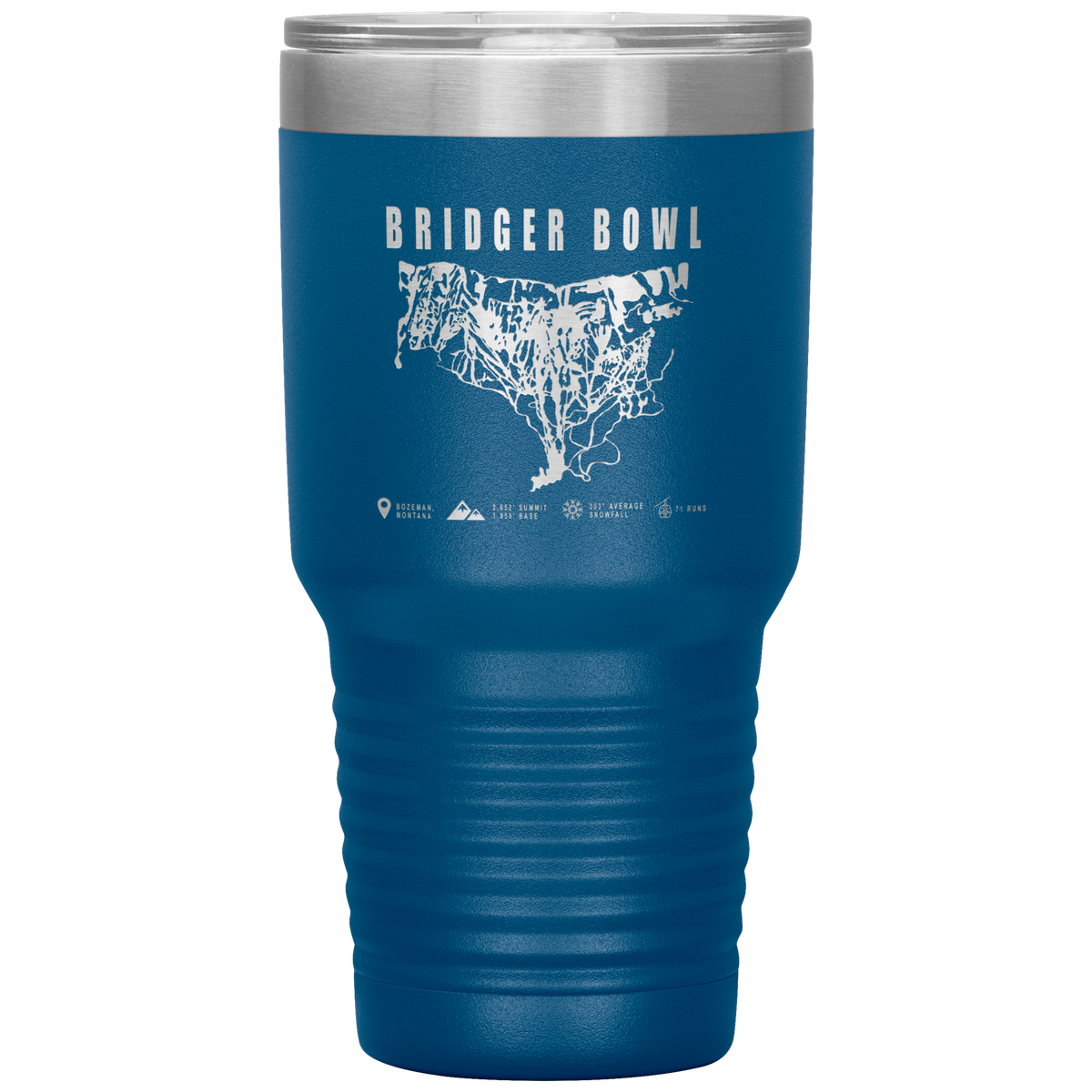 Bridger Bowl Montana Ski Trail Map 30oz Tumbler - Powderaddicts