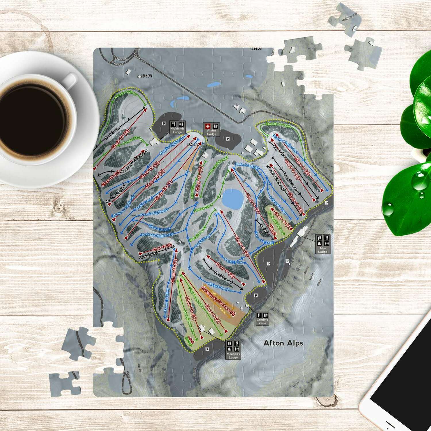 Afton Alps, Minnesota Ski Trail Map Puzzle - Powderaddicts