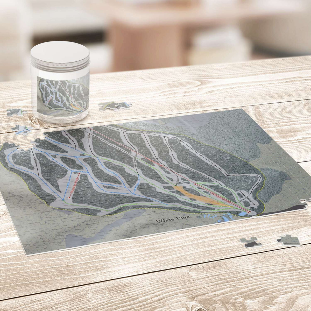 White Pine Wyoming Ski Trail Map Puzzle - Powderaddicts