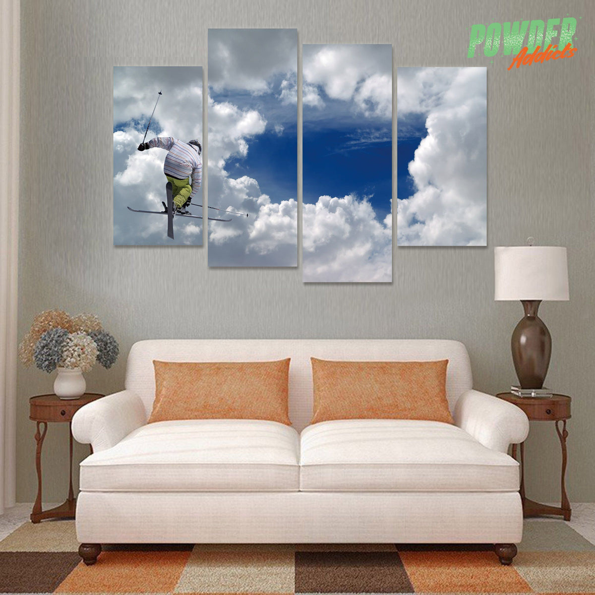Skiing To The Sky 4 Piece Canvas - Powderaddicts