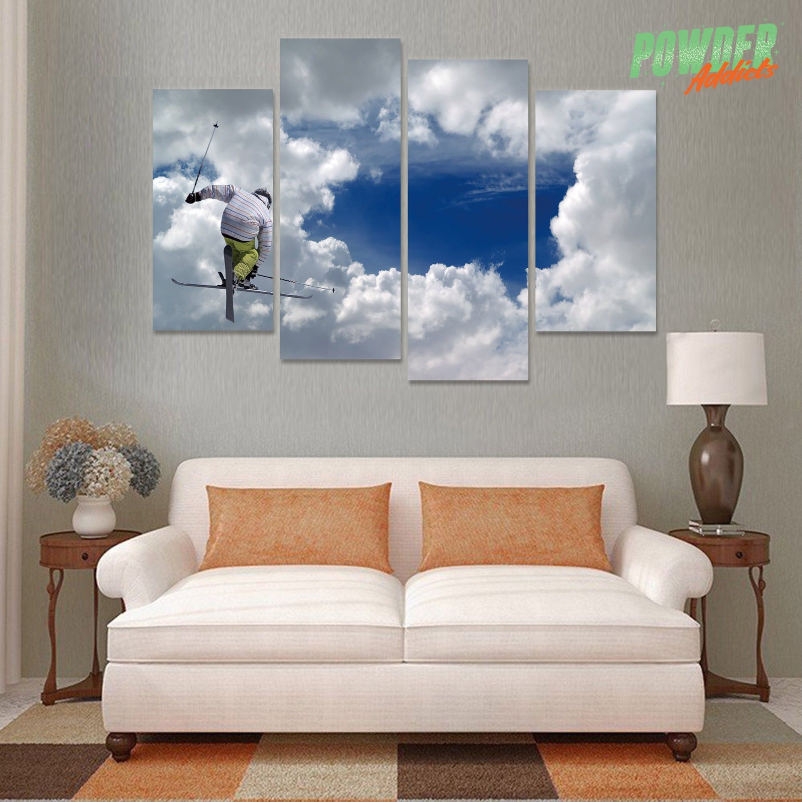 Skiing To The Sky 4 Piece Canvas - Powderaddicts