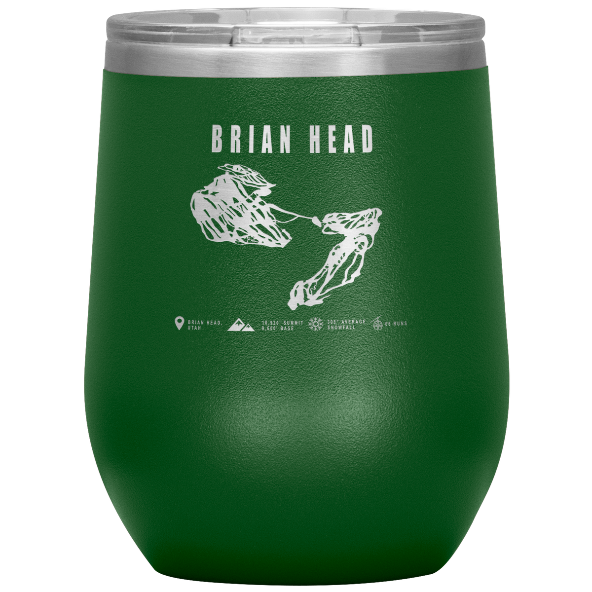 Brian Head,Utah Ski Trail Map Wine 12oz Tumbler - Powderaddicts