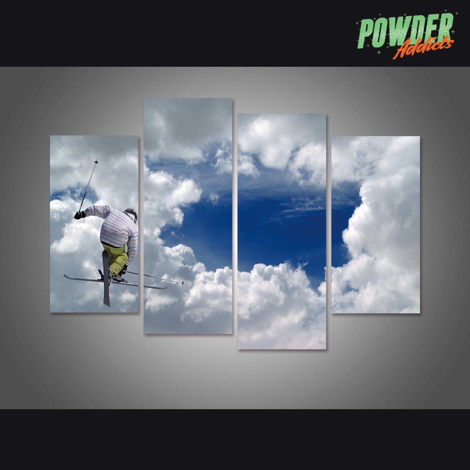 Skiing To The Sky 4 Piece Canvas - Powderaddicts