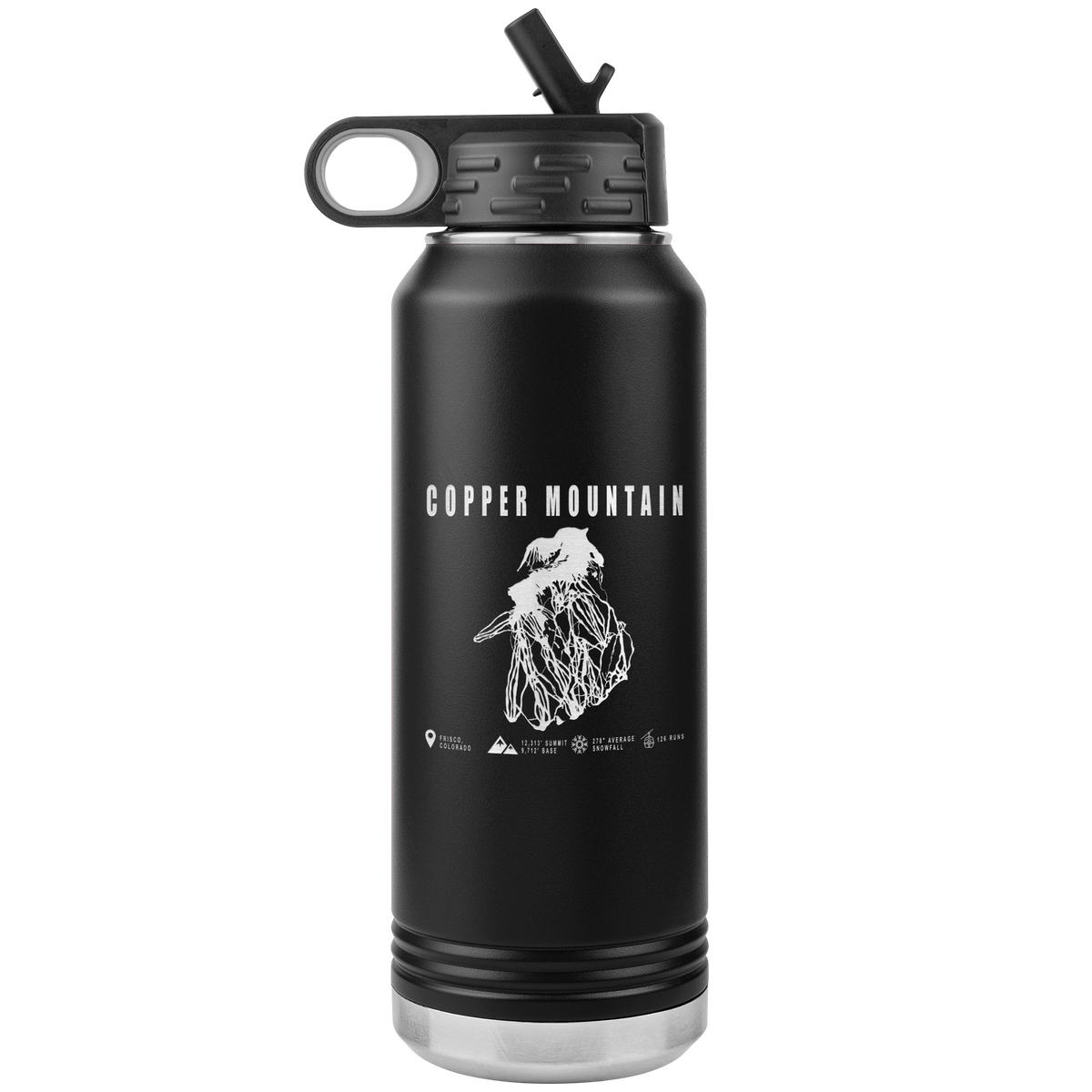 Copper Mountain Colorado Ski Trail Map 32oz Water Bottle Tumbler - Powderaddicts